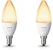 Price comparison product image Philips Hue White Ambiance LED Candle Smart Light Bulb Twin Pack [E14 Small Edison Screw] with Bluetooth, works with Alexa, Google Assistant and Apple HomeKit
