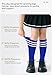 Zando Kids Halloween Soccer Socks Boys Basketball Athletic Stockings Leg Warmers Todller Girls School Uniform Dress Socks for Teens Compression Tube Socks with Stripes Blue White 6-9 Years