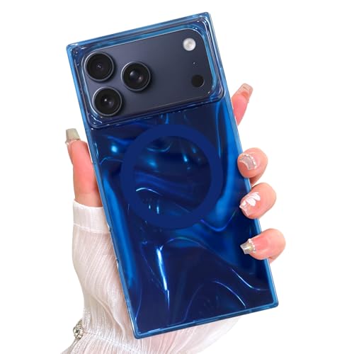 AIGOMARA Magnetic Rectangle for iPhone 17 Pro Max Case, Blue Wave Ripples