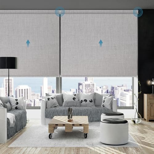 WEFFORT Motorized Roller Shades Bouvardia Light Grey