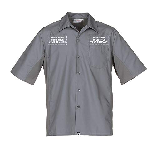 Chef Works Custom Embroidered Mens Universal Shirt, Grey, M