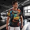 Tamiger Chameleon Listen Music Print Men's Short Sleeve Mesh T Shirt Breathable Athletic Gym Running Daily Casual Black #2
