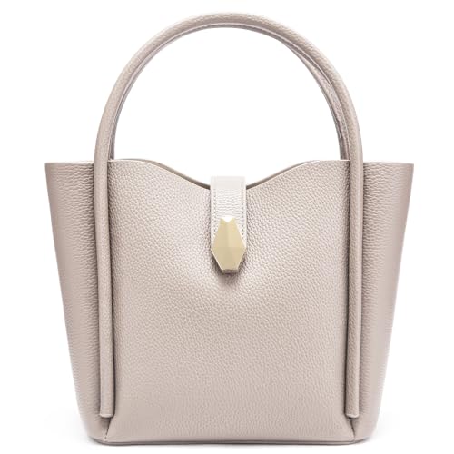 Bolso Hobo de Cuero para Mujer Beige miniatura 1