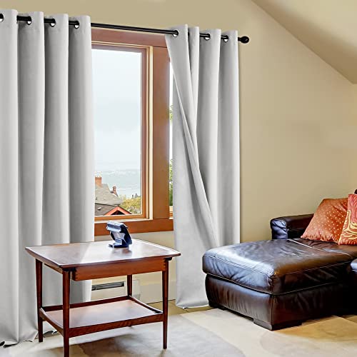 Deconovo Room Darkening Curtains For Bedroom, White Curtains 84 Inches Long - Grommet Living Room Drapes With Silver Coated Design (52W X 84L, Silver Grey, 2 Panels) #TOP1