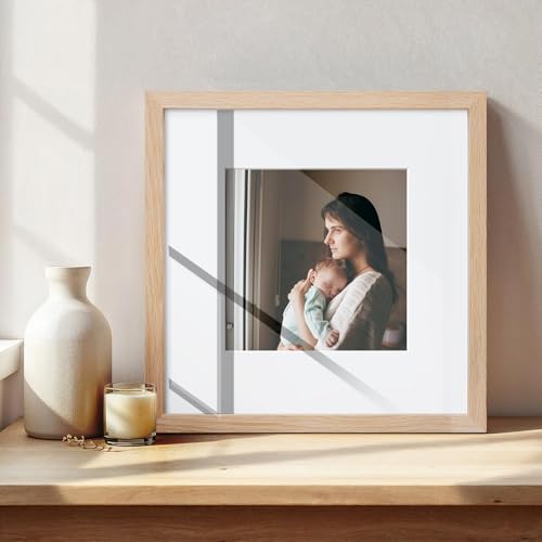 10x10 Oak Wood Picture Frame - Minimalist 10x10 Poster Frame, 10"x10" Frame Wood, Natural Solid Wooden Picture Frames for Wall Art Photo and Prints(1 Pack, Beige)
