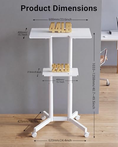 Image of BONTEC Lecterns & Podiums Portable Mobile Standing Laptop Desk, Sit Stand