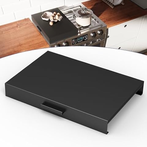 Wintcomfort Stove Top Cover with Handles, Heavy Duty Metal Noodle Board Cooktop Cover for Gas/Electric Stove Top, (L 22" x W 15" x H 3") Large Gas Stove Protective Cover for Kitchen Space Expansion Cover