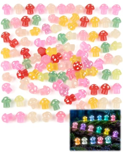 JIRVEX Champignons Lumineux 50 Pièces Miniatures en Résine, Décoration Jardin Extérieur Intérieur pour Jardin Féerique, Pots de Fleurs, Pelouse, Ambiance Magique Assortie.