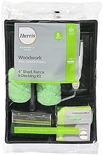 Harris Seriously Good Exterior Shed Fence & Decking Roller Kit | Includes: Soft Grip Roller Frame, Medium Pile Roller Sleeves, 9in Roller Tray, 5in Exterior Brush, 4in