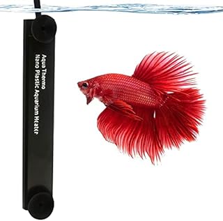 SunGrow Halfmoon Betta Heater, 10 Watts, for Small Tanks, Fully Submersible Aquarium Heater, Automatically Reaches Preset Temperature, Energy-Efficient Heating Module, Suction Cups Included