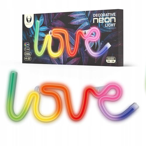 Lumière néon LED RVB LOVE signe lumière USB LED lumière maison panneau lumineux veilleuse amour changement de couleur sur la télécommande appliques...