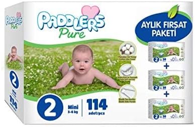Paddlers Pure Bebek Bezi 2 Numara (114 Adet) Bakım Seti