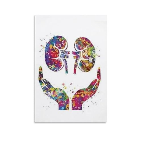 Abstract Watercolor Wall Art, Kidney Care Watercolor Painting, Gastroenterology And Nephrology Clinic Decoration, Urologist, Dialysis Nurse, Medical Hemodialysis Artworks Canvas Poster Room Aesthetic