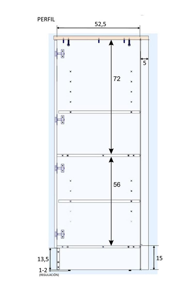 PEGANE - Colonne Armoire de Cuisine avec 1 Porte Coloris Blanc Brillant/Chêne Canadien - Hauteur 148 x Longueur 60 x Profondeur 60 cm
