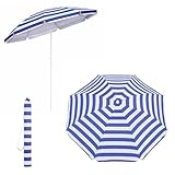 Yello UV40 Ombrellone Parasole, 1,6 m, Protezione per Spiaggia e Giardino, a Strisce Blu