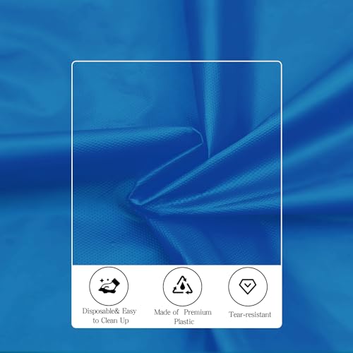 Image of tujol Royal Blue 6 Pack Plastic Table Cloth 84 inch, Disposable Round Tablecloth Table Cover, Plastic Tablecloths for Parties