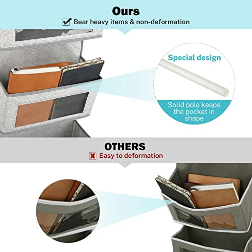 Yuwao Organizador de 5 prateleiras sobre a porta pendurado na parede saco de armazenamento com janel