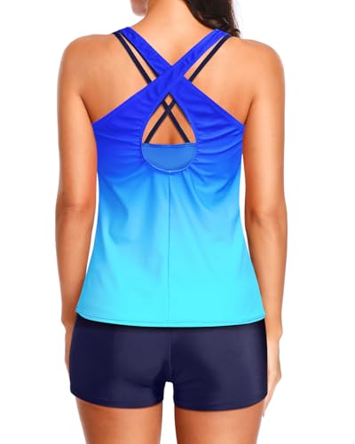 Image of Holipick 3 Piece Tankini Swimsuits for Women Tummy Control Bathing Suits Swim Tank Top with Bra Boy Shorts Teen Swimwear 2026