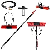 Cepillo Telescópico de Fibra de Carbono - 3,6-20 m - con Dosificador de Jabón y Manguera, Kit de Limpieza de Paneles Solares y Fotovoltaicos para Ventana,Techos,Fachadas,Caravana (35cm Cepillo,10.8M)