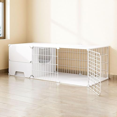 猫のケージ、猫のリターボックス、diy猫の囲い子猫のプレイペン大猫の犬小屋取り外し可能な金属製の小さな動物ケージ、繁殖猫ヴィラ、余分な大きな自由空間(色:白、サイズ:105x35x35cm) FANDIAO