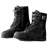 Motorcycle Touring Boots for Men – Vintage Black CE Level 2 (EN 13634:2017) Waterproof Leather Riding Boots – Anti-Skid Rubber Sole, Ankle Protection, YKK Zipper (Black, US Footwear Size System, Adult, Men, Numeric, Medium, 5.5)