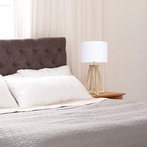 Simple Designs Lt1069-Nwh Interlocked Triangular Wood Fabric Shade Table Lamp, Natural/White 9.88 X 9.88 X 19.13 #TOP4