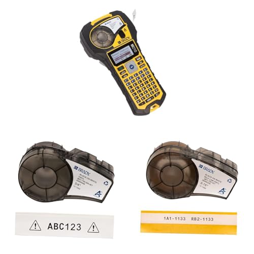 Image of Brady M210 Portable Label Printer & Authentic (M21-750-595-WT) All-Weather Vinyl Label & Authentic (M21-750-427) Self-Laminating Wire Wrap