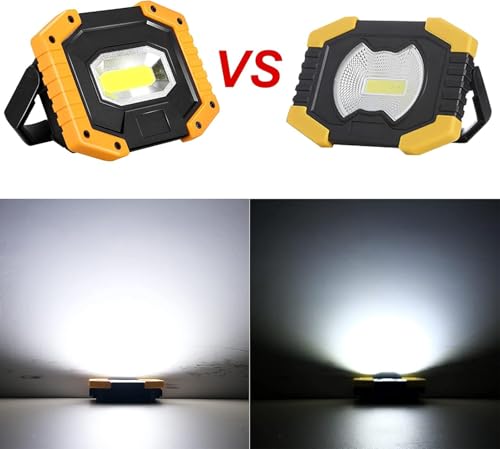 LED Arbeitsstrahler, T-SUN Baustrahler Akku tragbares wasserdichter Arbeitslicht mit 2*Wiederaufladbare Batterien, USB, 3 Lichtmodi für Baustelle Garage Werkstatt(1 pack)