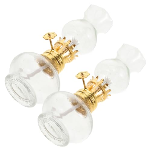 RORPOIR 2Stücke Kleine Vintage Glas Öllampe Set Kerosinlampe für Innenräume Dekorative Tischlampe mit Verstellbarem Docht ca Rustikale Atmosphäre für Wohnzimmer und Schlafzimmer