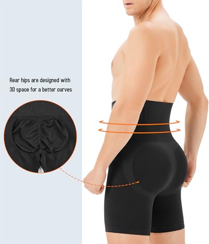 Tailong AC3355 Mens Shapewear Tummy Control Underwear Compression Shorts Slimming Body Shaper Leg Boxer Briefs Black thumb #1