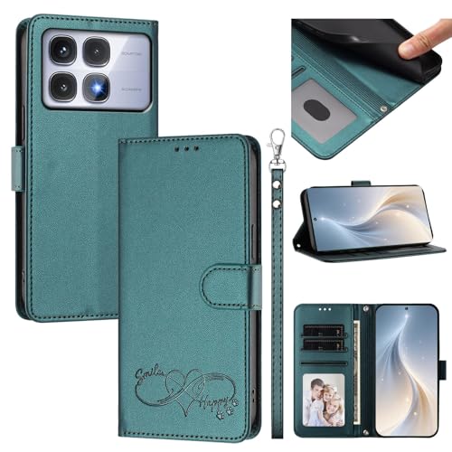 Jiajihua Cover Compatible with Redmi K70 Ultra Phone Case【Card Cash Slot Wallet Design Flip Kickstand Drop Protection】 Green