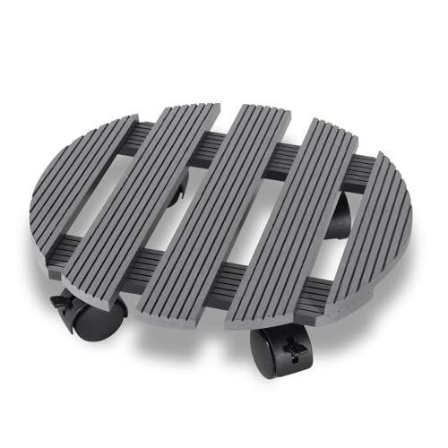 Hebitod Rullo per piante rotondo in WPC, diametro 30 cm, robusto supporto per piante con ruote, resistente alle intemperie, portata fino a circa 80 kg, rotolo di fiori per piante per interni ed