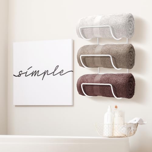 Sorbus Towel Racks for Bathroom, Wall Mounted (4 Pack 12 Towels, White) - image 6