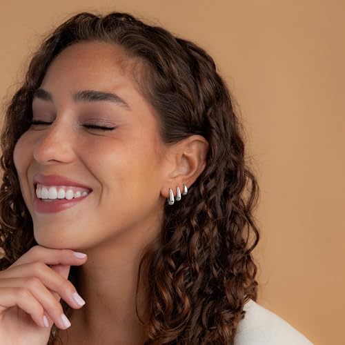 Small Hoop Earrings for Women No Tarnish - Dainty Silver Earrings Trendy 925 Sterling Silver Plated Hypoallergenic Huggie Hoops Earring Set for Women Fashion Jewelry Gift