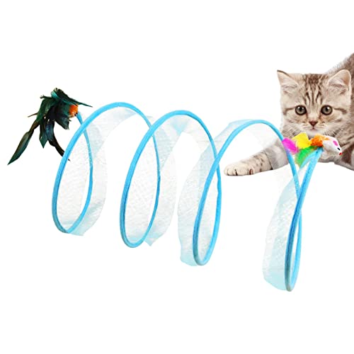 Túnel de malha para gatos | Divertido Túnel de Jogo em Forma de S para Interação de Gatos Internos c
