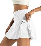 Neteson Faldas de Tenis para Mujer Cintura en V Falda Deportiva con Bolsillos Mini Falda Pantalón de Golf Plisada Mini Skirt para Correr Fitness Yoga Ciclismo Senderismo