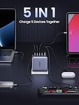 UGREEN Nexode 100W 5 Port USB C Bloc chargeur GaN, 4C1A Chargeur Support Super Fast Charge Compatible avec MacBook Pro/Air, iPhone 17 Pro Max/iPhone Air, Galaxy S26/S25, iPad, Pixel 10 9, Deck à vapeur