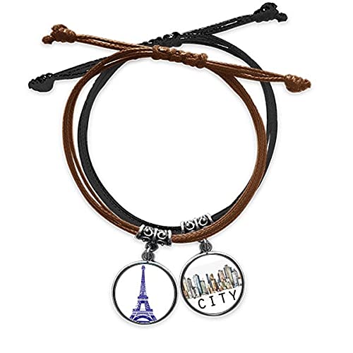 Bracelet corde Tour Eiffel en cuir tressé et finitions Sidi