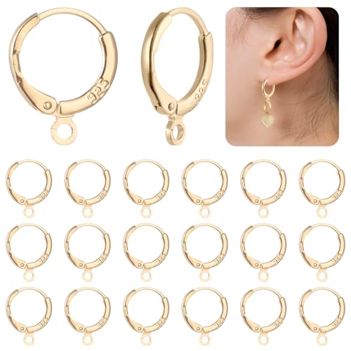 Ganchos para aretes antiperdida con aros de palanca seguros y chapado en oro de 14 quilates 2