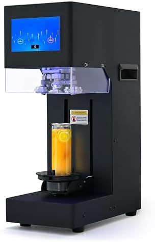 Commercial Automatic Soda Can Sealer Machine 55mm (2.2in) Canning Machine for Drinks, Suitable for Plastic & Aluminum Cans, Auto Height-Sensing 40-180mm, Adjustable Base 45-100mm, LED Counter