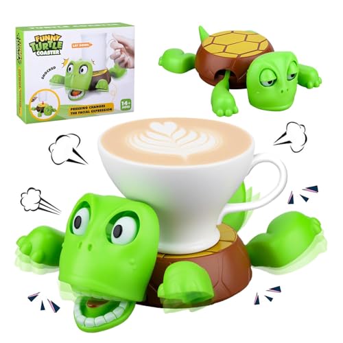 Turtle Coaster Funny Animal Theme Turtles Coaster 3D Printed Turtle Coasters Cup Coaster for Drinks with Funny Facial Expression and Movable Limb Creative Gift Decoration for Friends Children (Green)