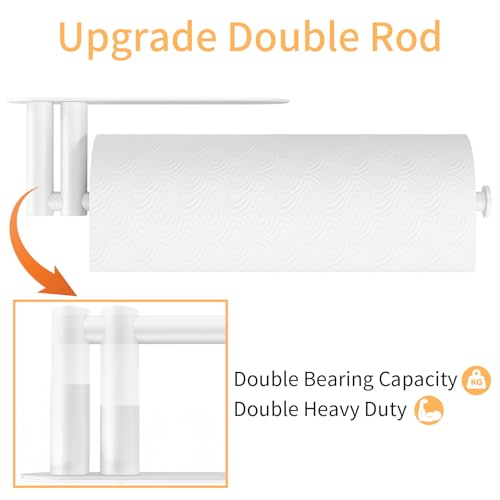 Image of Paper Towel Holder Under Cabinet, 13Inch Self-Adhesive or Wall Paper Towel Holder for Kitchen, Bathroom, RV, White