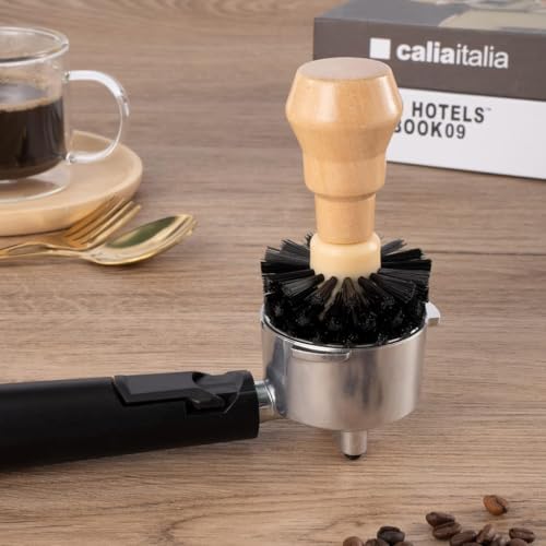 Image of Supvox 1Pcs Portafilter Cleaning Brush Wooden Handle Bristle Brush for 51mm /54mm Portafilter Basket Coffee Machine Cleaning Brushes Tool Kitchen Cleaning Brush