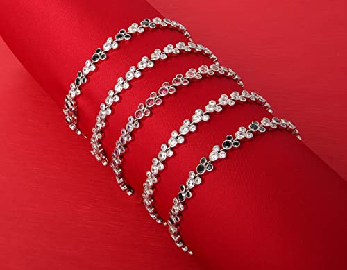 Disney Mickey Mouse Jewelry For Women And Girls, Cubic Zirconia Tennis Bracelet, Black, Clear Cz, Sterling Silver, 7.5" #TOP3