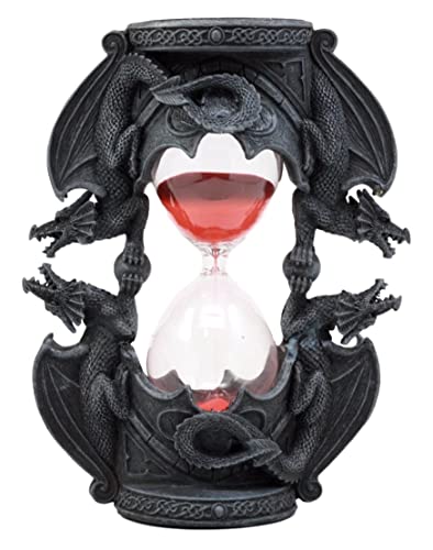 Ebros Gift Invertible Gothic Four Elemental Dragons Sand Timer Figurine Dragon Hourglass Sandtimer Dungeons and Dragons Fantasy Mythical Legendary Beasts Tower Drake Gargoyle