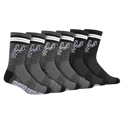 Ultra Game NBA Official Youth Athletic Cushioned Secure Fit Team Crew Socks, San Antonio Spurs, Assorted, Y9-11