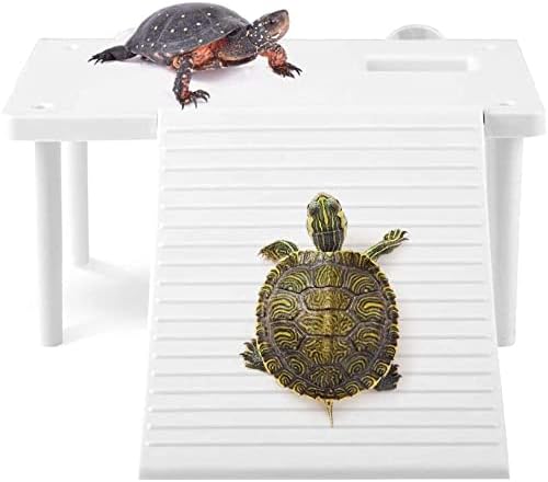 ViaGasaFamido Reptiles flotantes, tortuga flotante con rampa de ventosa, adorno de acuario con escalera de escalada, reptiles, secado de isla para