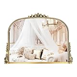 68 X 90 Cm Espejo Decorativo Vintage Barroco, Espejo De Tocador Antiguo Curvado para Entrada Recibidor Baño Dormitorio Pasillo(Champagne)