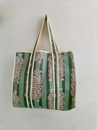 Image of Women's 100% Cotton Lightweight Shoulder Tote Bag with Interior Poeckt Casual Handbag for Women