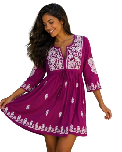 Image of Gauri Laxmi Enterprise Women's Embroidered Georgette Peplum Top | Ethnic Tunic Kurti with Sheer Sleeves | Casual Top for Women